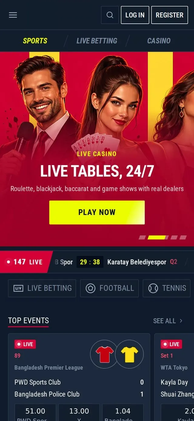 Phone screen of the selected live brand, logo covered